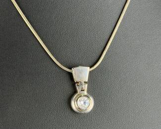 Sterling Silver Necklaces Pendants Lot of 2: CZ & Costume Jewelry