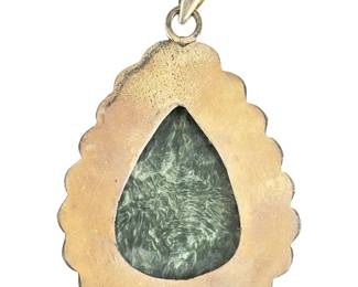 STERLING Silver Seraphinite Artisan Handcrafted Pear Pendant Necklace