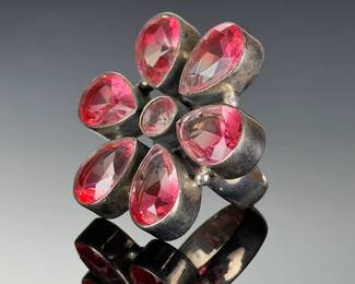 Monumental Pink Tourmaline STERLING SILVER ARTISAN STATEMENT Ring Size 9.5