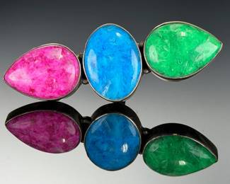 Monumental 925 Sterling Silver Multi-Stone Statement Ring, STUDIO ARTIST