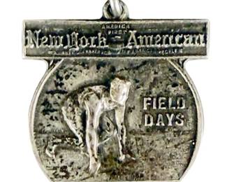 Vintage 1932 Sterling Silver New York American Field Day Charm Pendant by Dieges & Clust