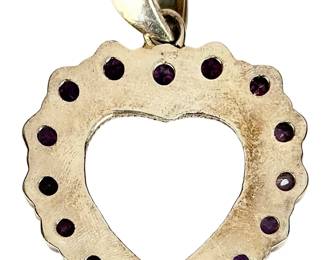 Sterling Silver Amethyst Heart Pendant CUSTOM STUDIO Artist MADE Unmarked