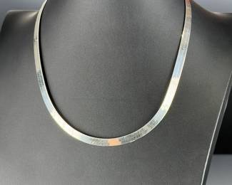 Sterling Silver Herringbone Necklace, 20in, 6.5mm Wide, Italy 925