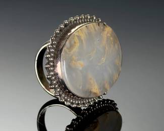 Monumental Sterling Silver DENDRITIC AGATE RING< Custom Made, Size 8-12