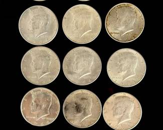 Rare SILVER Kennedy Half DOLLAR LOT: 12x 1964 (()%)< !X !(^^ (40%)