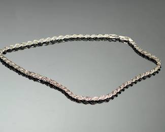VINTAGE Sterling Silver Rope Chain Necklace, 18in, 925 Italy, HeI