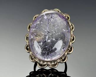 Sterling Silver CUSTOM Artisan ring \ Cracked amethyst QUARTZ | size 9.5