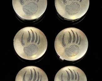 Vintage Bear Claw Button Covers, Set of 6 Unmarked Western Style