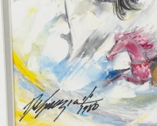 Ted DeGrazia signed 'JOY AND Music' Framed ART Print, Southwestern, Carousel