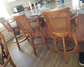 Wicker-back swivel bar stools - 3 available