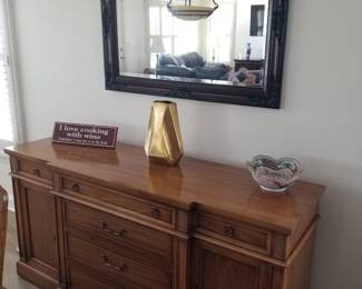 Dining room set: matching sideboard. Large wall mirror