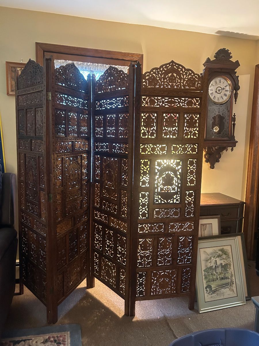 Mid-century modern, solid wood, Asian room divider/screen.