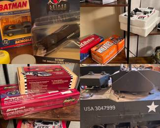 NASCAR diecasts + Snap‑On limited tools, Batman collectibles, RC tank