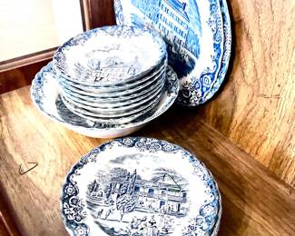 Blue and white dish set