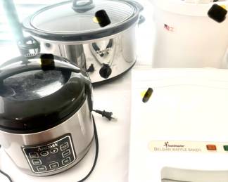 Crockpots, rice, cookers, food, processors, many electronic cooking tools