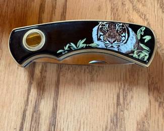 Franklin Mint Tiger Motif Pocket Knife 