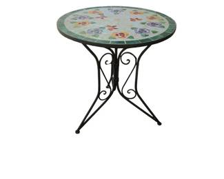 Mosaic Top Table with Wrought Iron Base