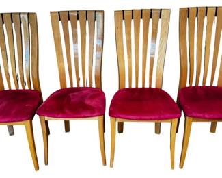 4 Wooden Dining Chairs with Washable Microsuede Cushions