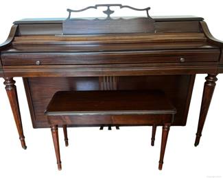 Vintage Wurlitzer Piano on Castors with Bench