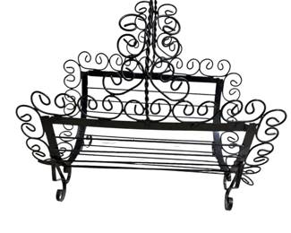 Black Metal Magazine Rack with Scroll Design