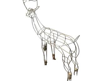 Vintage Mid Century Iron Wire Reindeer Yard Sculptures
