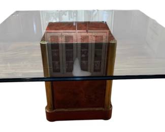 Glass Top Table with Hand Painted Base