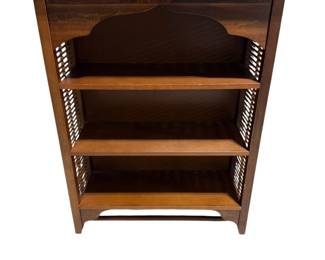 3 Shelf Hanging Wall Shelf with Arched Top and Woven Rattan Side Panels