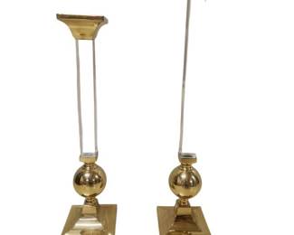 2 Clear Candlestick Holders