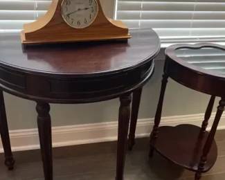 Howard Miller Nicholas Mantel Clock, Entry Table & Heart Shaped Curio Table