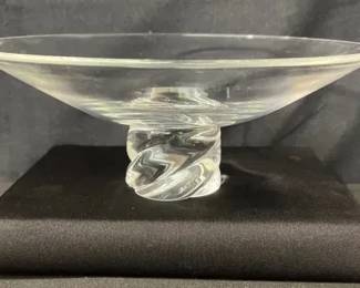 Steuben Vintage Twist Art Glass Clear Bowl or Tazza by David Dowler 9"