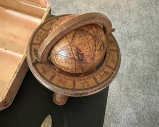 vintage Italian wooden desktop globe