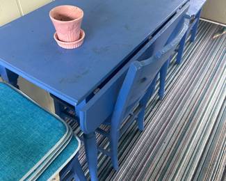 blue outdoor dining table