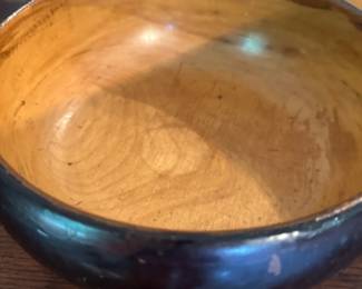 arge, dark brown wooden salad serving bowl