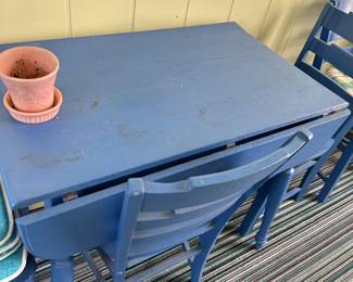 blue outdoor dining table