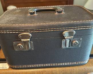 vintage gray makeup train case