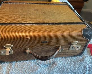 vintage tweed suitcase