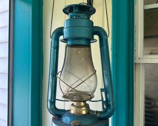 blue kerosene lantern