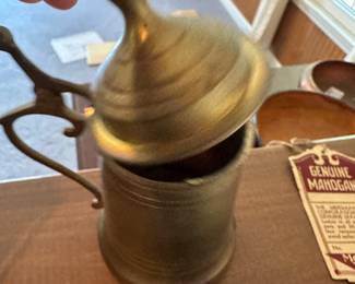 vintage solid brass stein