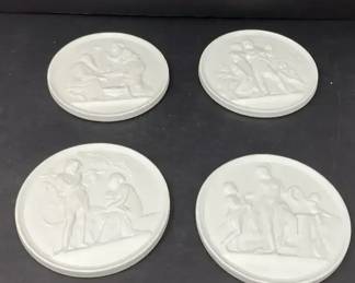 Lot of 4 Royal Copenhagen Bisque Porcelain Relief Plaques