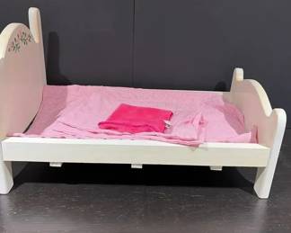 American Girl Doll White Wooden Bed with Bedding