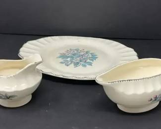 American Limoges Grey Blossoms Serving Set