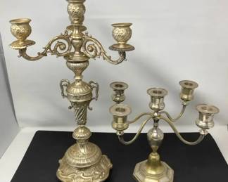 Two Vintage Brass Finish Candelabra