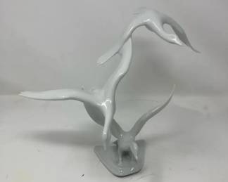 Vintage Alka Bavaria West Germany Glazed Porcelain Flying Geese Figurine