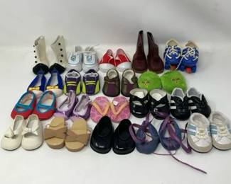 Nineteen Pairs of Assorted Doll Shoes and Footwear Accessories Sized For 1418 Inch Dolls