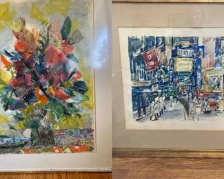 Two signed framed modern art