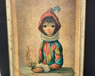 Vintage 1960s Framed Lithograph Print by Jean Maio