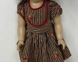 Vintage 1950s Ideal Toni Doll P90 with Striped Dress and Sleepy Eyes