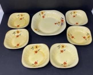 7Piece Lot of Vintage Limoges China Co. Ohio Bowls in Golden Glow Pattern