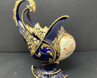 Porcelain Cornucopiastyle Ewer w Cherubs
