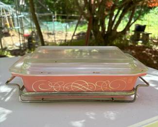 145 vintagepyrexpinkscroll2qtglasscas